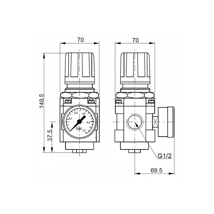 Zawór redukcyjny G1/2" 0,5-8,5 bar