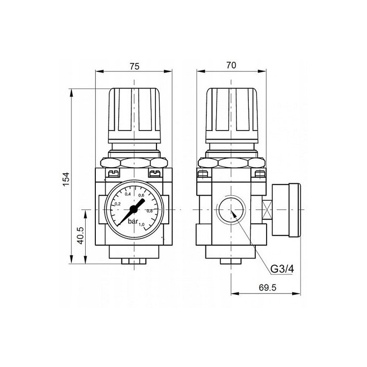 Zawór redukcyjny G3/4" 0,5-8,5 bar