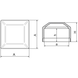 Nasadka zewnętrzna kwadratowa 15x15 5 szt. czarna