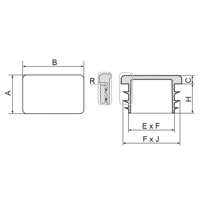 Zaślepka profilu biała 30x60 mm prostokąt 100 szt.