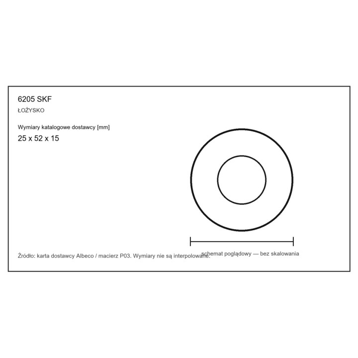 Lozysko kulkowe 6205 2RS SKF 25x52x15 mm