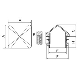 Zaślepka profilu koperta 70x70 mm czerwona 5 szt.