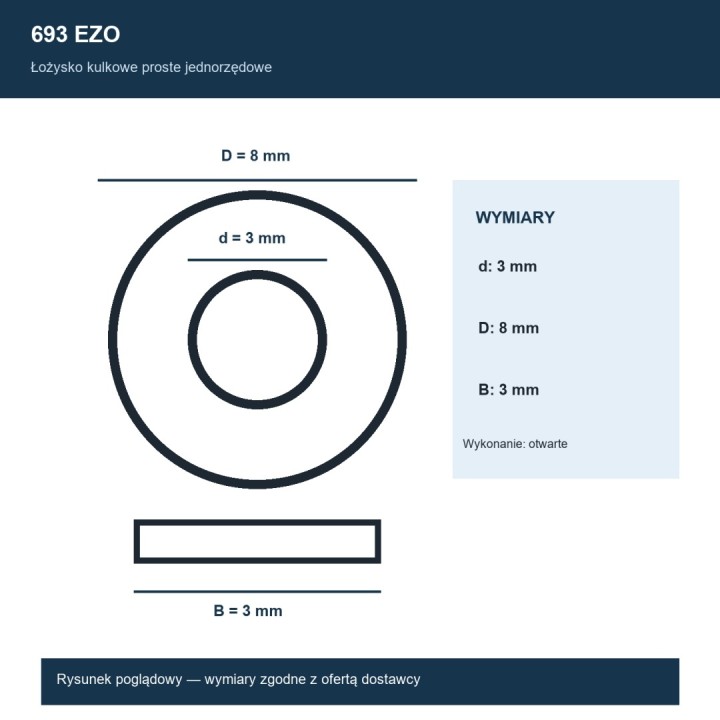 Łożysko kulkowe 693 EZO 3x8x3 mm