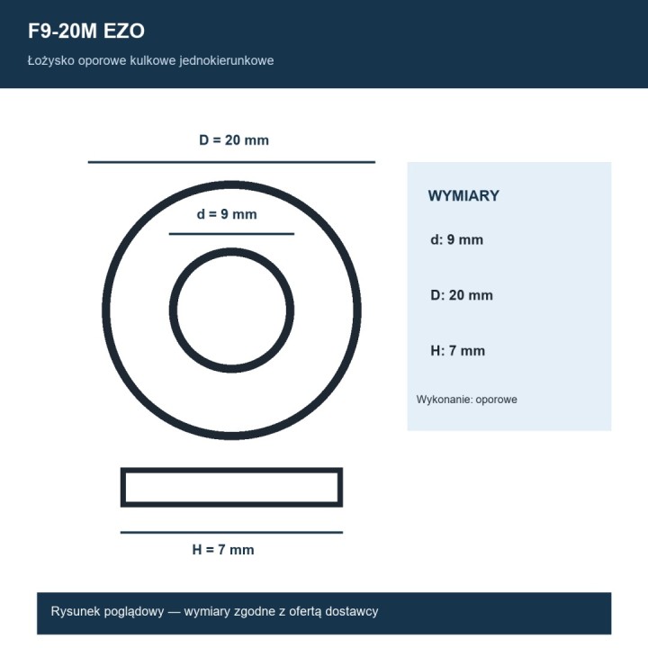 Łożysko oporowe kulkowe F9-20M EZO 9x20x7 mm