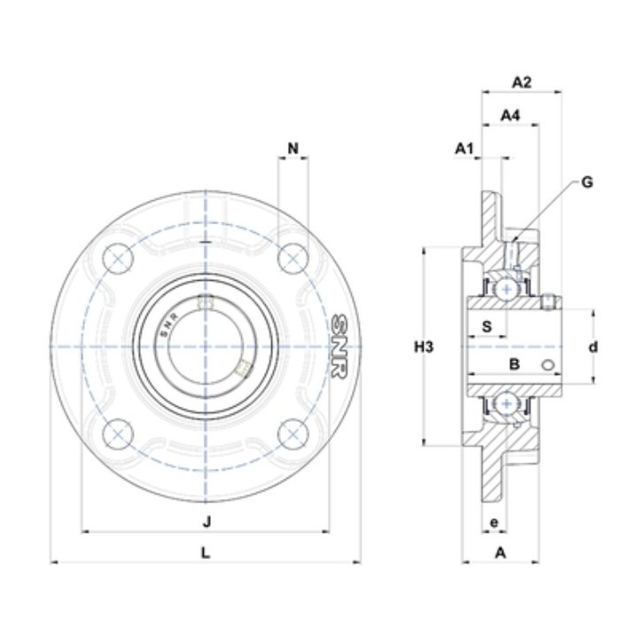 Zespół z oprawą żeliwną, temperatura do 200°C UCFC204T20 SNR