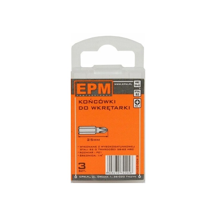 GROT, BIT, KOŃCÓWKA DO WKRĘTARKI 25 mm 3 szt. PZ1
