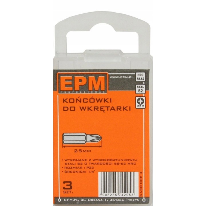 GROT, BIT, KOŃCÓWKA DO WKRĘTARKI 25 mm 3 szt. PZ2