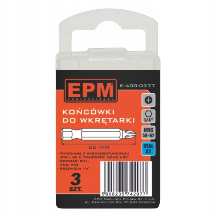 GROT, BIT, KOŃCÓWKA DO WKRĘTARKI 50 mm 3 szt. PH1,PH2,PH3
