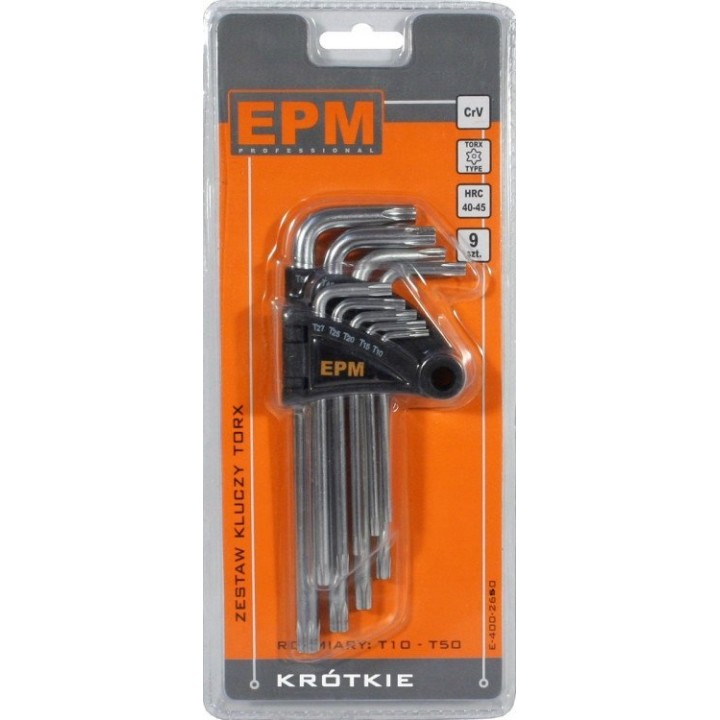 KOMPLET KLUCZY TORX TYP L T10-T50 9 szt. KRÓTKIE