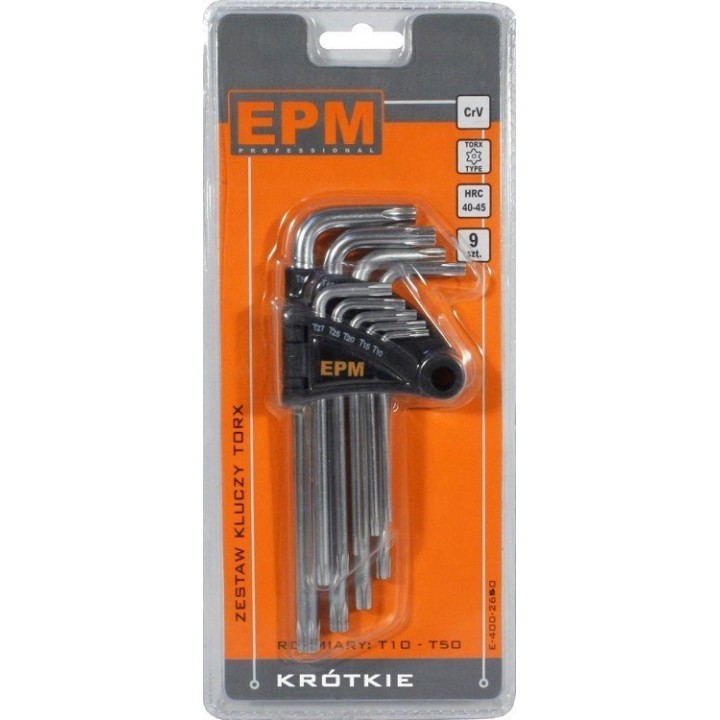 KOMPLET KLUCZY TORX TYP L T10-T50 9 szt. KRÓTKIE