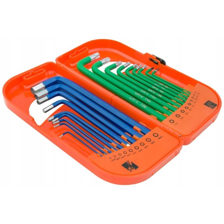 Komplet kluczy trzpieniowych hex i TORX długie 18
