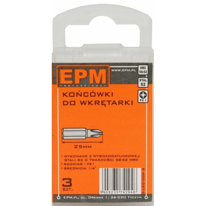KOŃCÓWKI DO WKRĘTARKI 25 mm 3 szt. PZ1