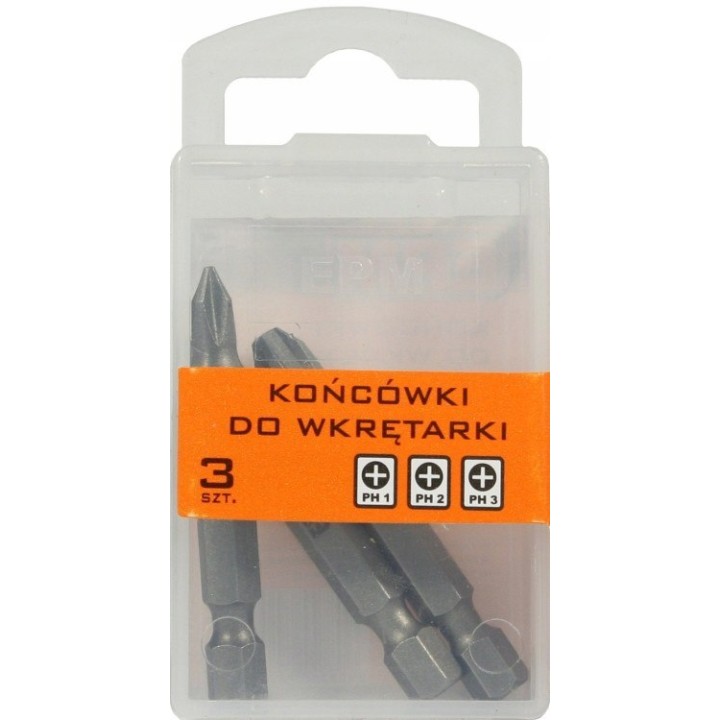 KOŃCÓWKI DO WKRĘTARKI 50 mm 3 szt. PH1,PH2,PH3