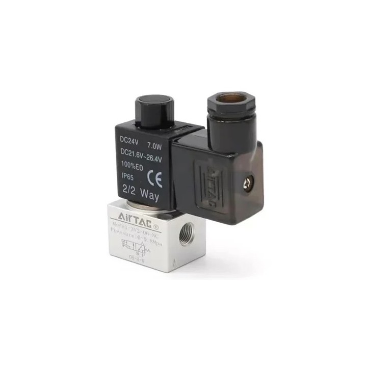 Elektrozawór 3/2 G1/4 NC, bezpośredniego działania 24VDC, 3V208NCBG - Airtac