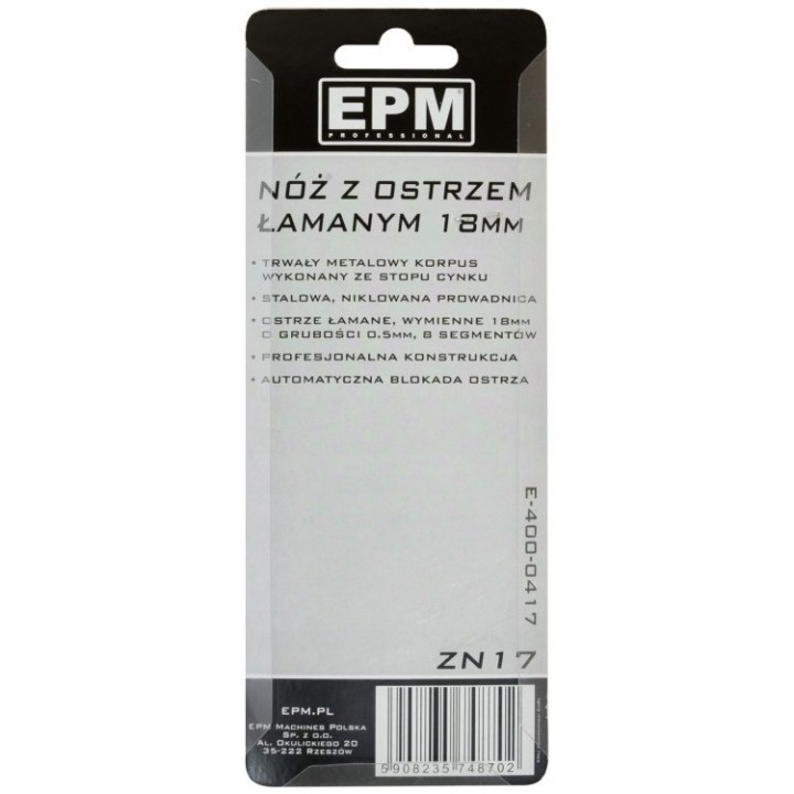NÓŻ Z OSTRZEM ŁAMANYM 18 mm STOP CYNKU E-400-0417