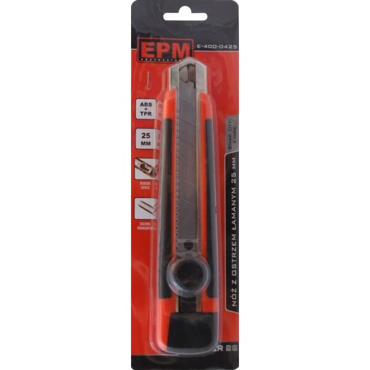 NÓŻ Z OSTRZEM ŁAMANYM 25 mm RUBBER E-400-0425