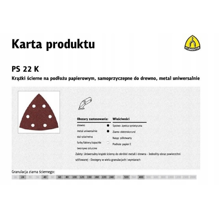Papier ścierny delta ps22k gls15 granulacja 60