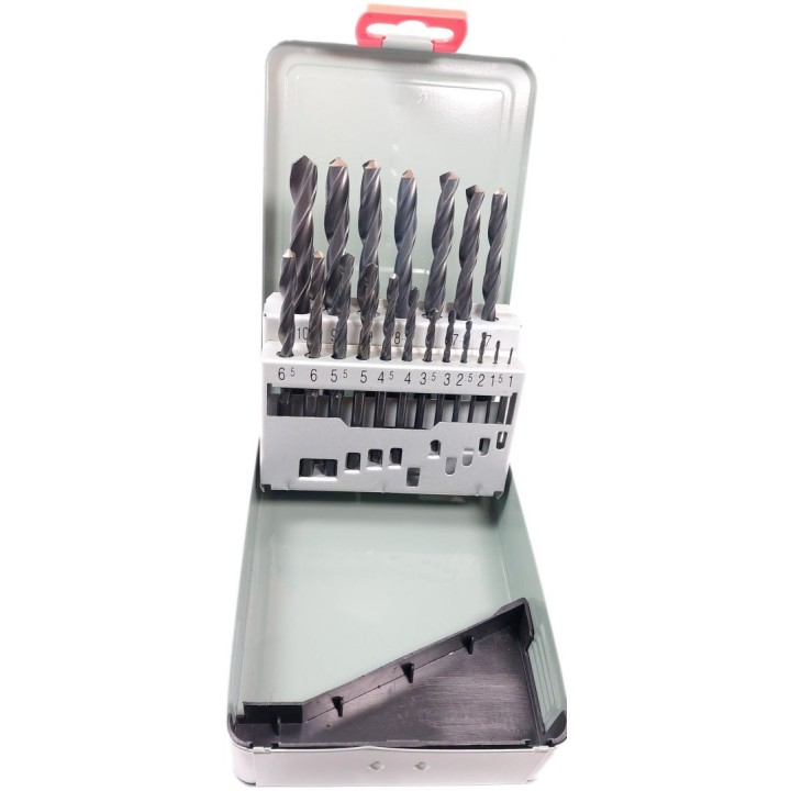 Wiertła HSS 1-10 mm w kasecie metalowej 19 szt.uk