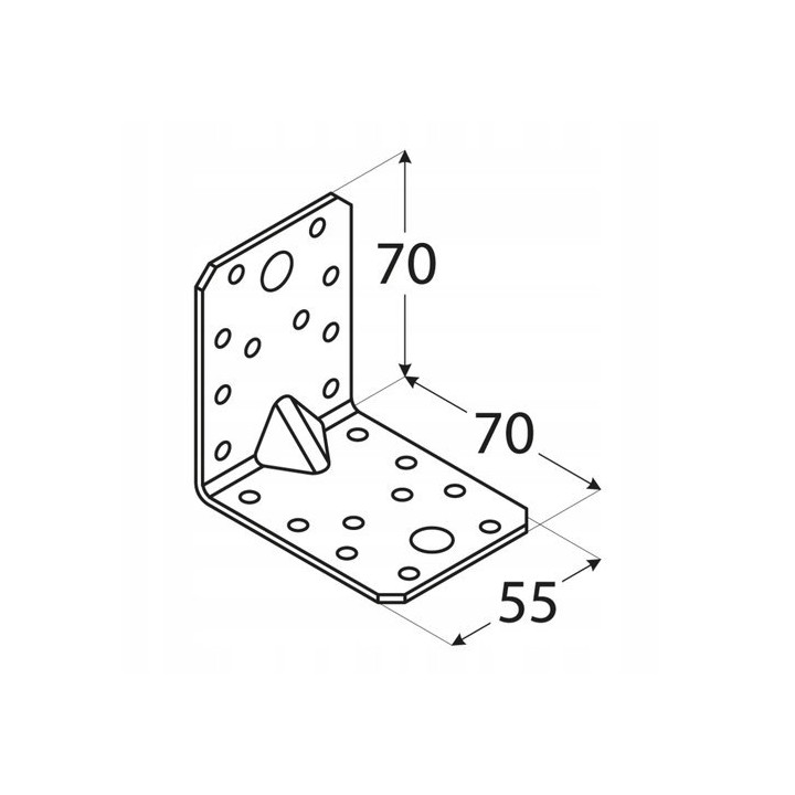 ŁĄCZNIK BUDOWLANY Z PRZETŁOCZENIEM 70*70*55*2.0 mm