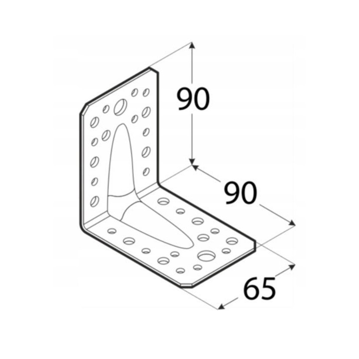 ŁĄCZNIK BUDOWLANY Z PRZETŁOCZENIEM 90*90*65*2.5 mm