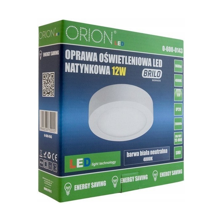 PANEL LED NATYNKOWY OKRĄGŁY BRILO 175 mm, 12W, 960L