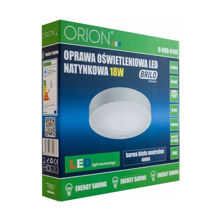 PANEL LED NATYNKOWY OKRĄGŁY BRILO 240 mm, 18W, 1440