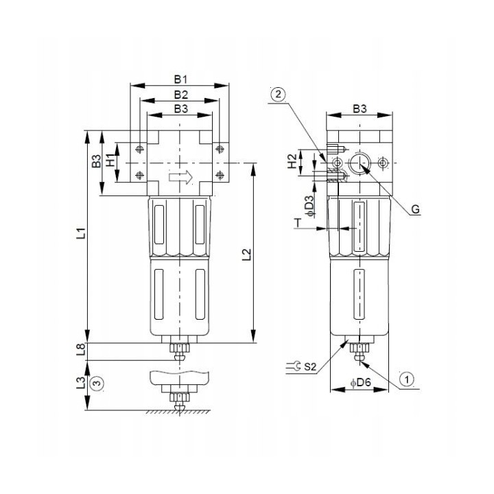 Filtr sprężonego powietrza G3/4" BLUE LINE