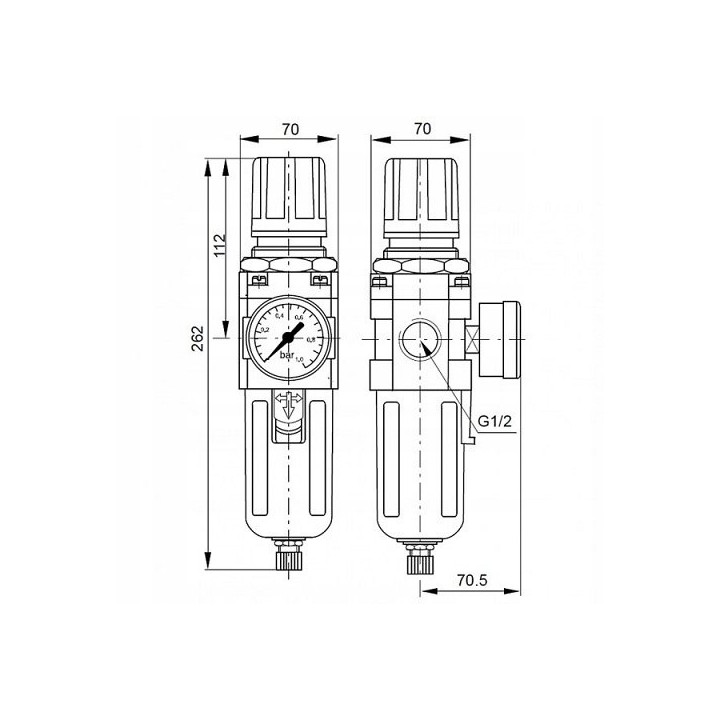 Filtroreduktor G1/2", 0,5-8,5 bar