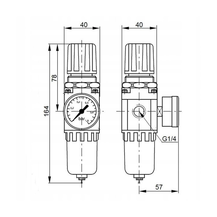 Filtroreduktor G1/4", 0,5-8,5 bar