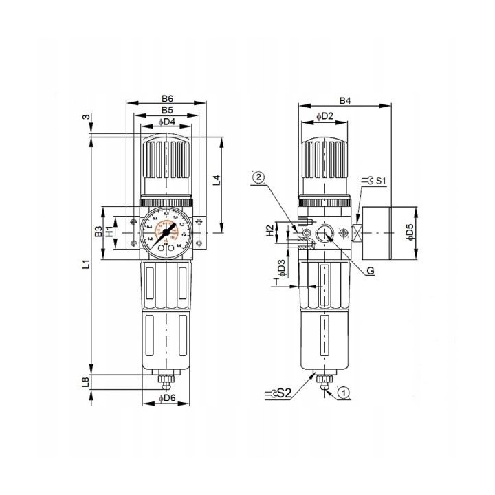 Filtroreduktor G1/4", 0.5-12 bar