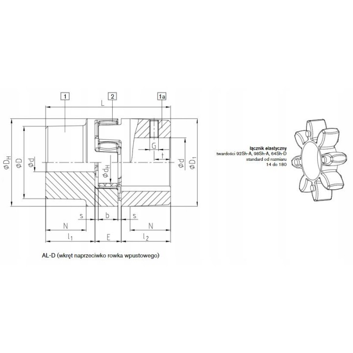 Piasta aluminiowa ROTEX 19 AL-D 1 KTR L=25 11H7