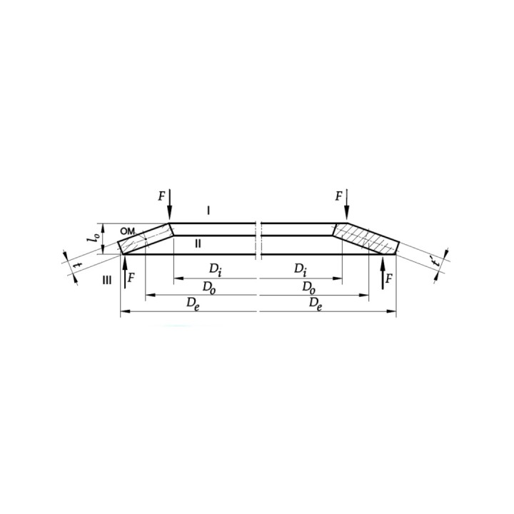 28x10,2x0,8 Sprężyna talerzowa fosfatowana DIN 2093 - 100 szt.