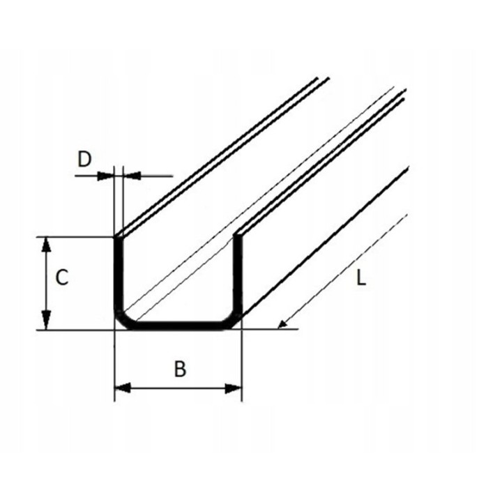 Ceownik stalowy z/g 20x20x2 długość 2000 mm (200cm)