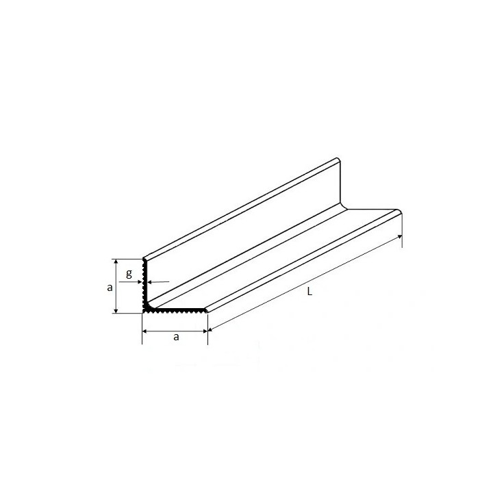 Kątownik aluminiowy ryflowany 35x35x3 dł. 2000 mm