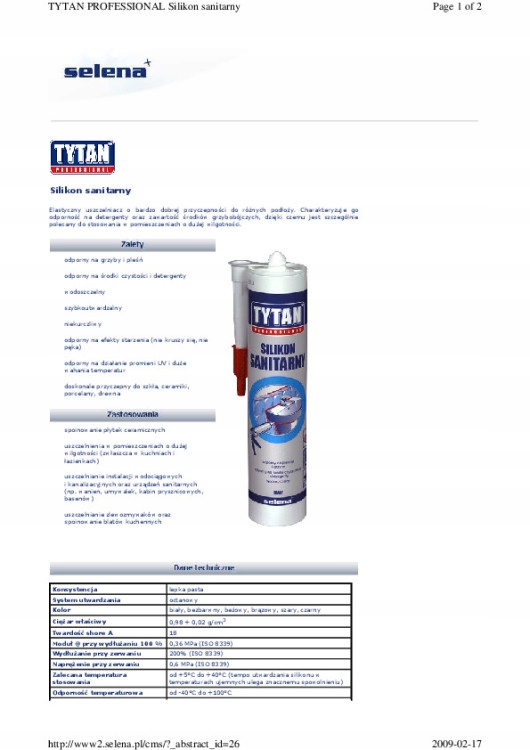 Silikon sanitarny TYTAN 280 ml bezbarwny