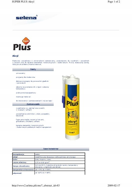 Akryl SUPER PLUS biały 280 ml