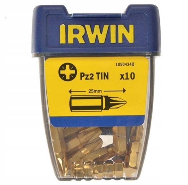 Grot typu pozidriv tin-tytanowy 1/4' 25 mm komplet 10 szt PZ2
