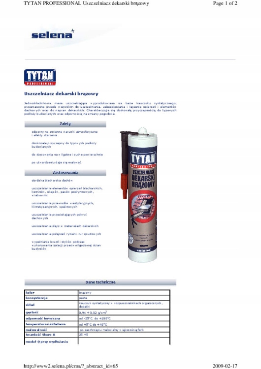 Uszczelniacz dekarski TYTAN 310 ml brązowy