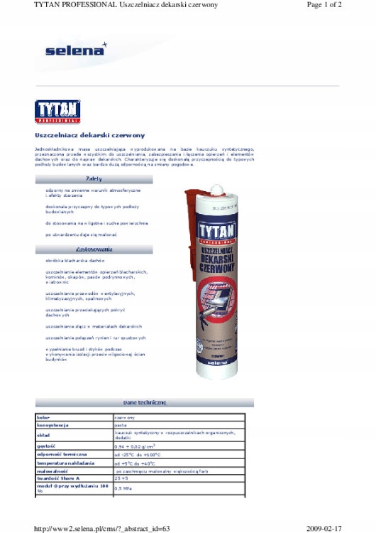 Uszczelniacz dekarski TYTAN 310 ml czerwony