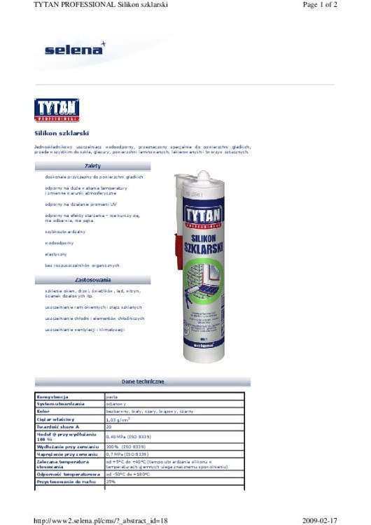 Silikon szklarski i akwariowy TYTAN 280 ml bezbarwny