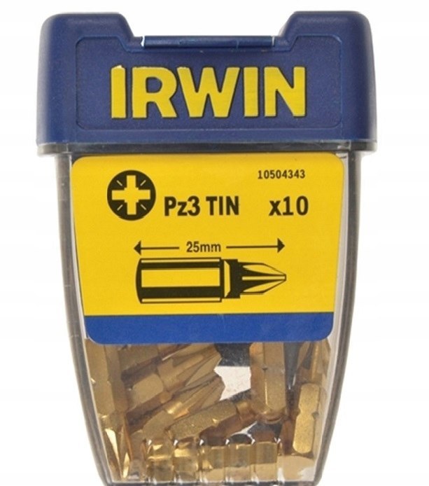 Grot typu pozidriv tin-tytanowy 1/4' 25 mm komplet 10 szt PZ3