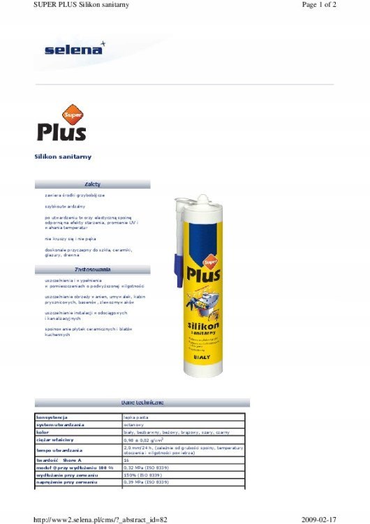 Silikon SUPER PLUS sanitarny 280 ml bezbarwny
