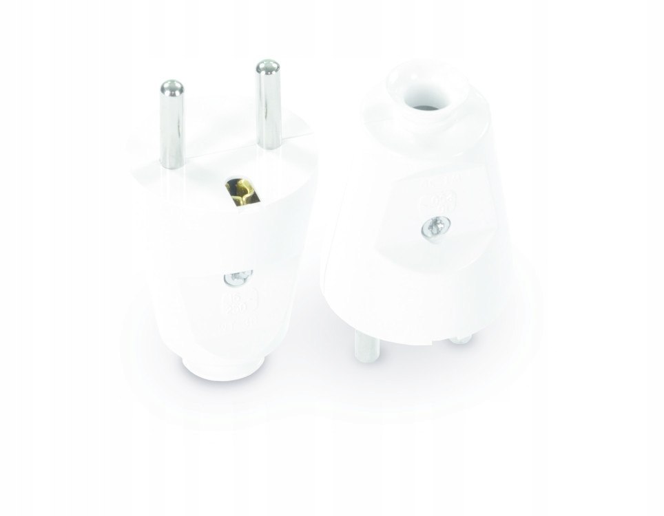 Wtyczka prosta rozbieralna 2P+Z, 16 A, 250 V biała