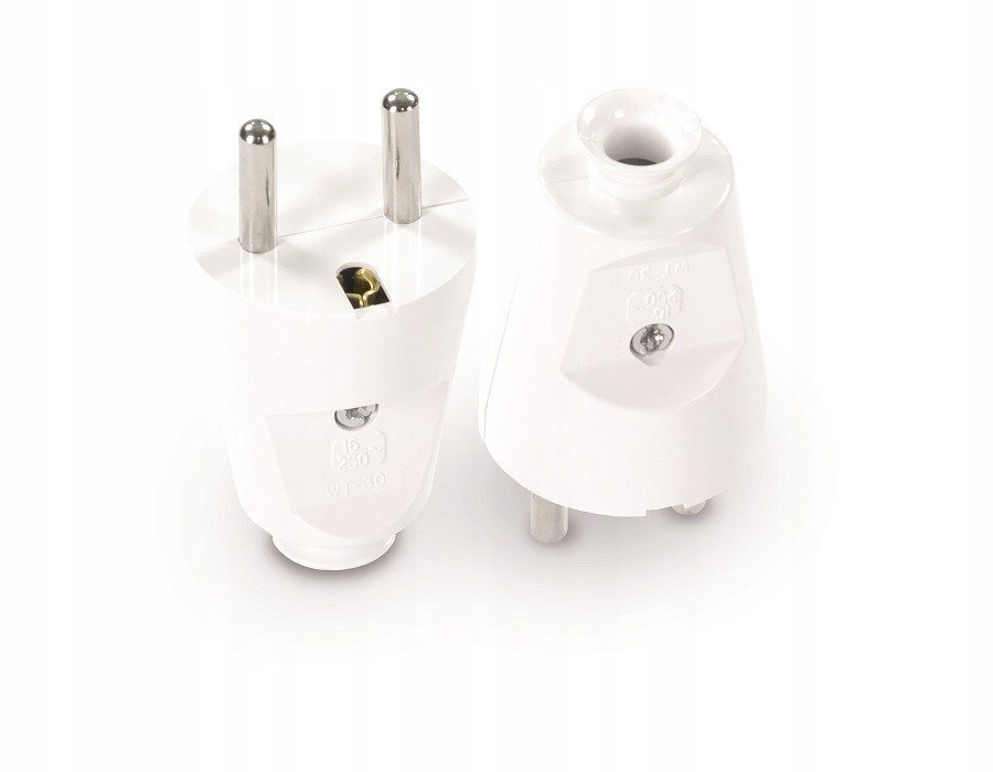 Wtyczka prosta rozbieralna 2P+Z, 16 A, 250 V biała