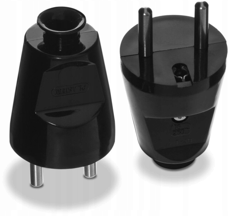 Wtyczka prosta rozbieralna 2P+Z, 16 A, 250 V czarna