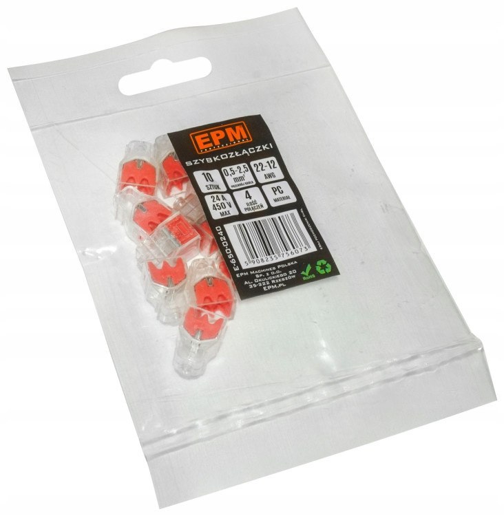 Szybkozłączka 4 × 0,5-2,5 mm² transparentna/czerwony
