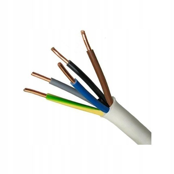 Przewód YDY 5 × 2,5 ŻO biały 450/750 V