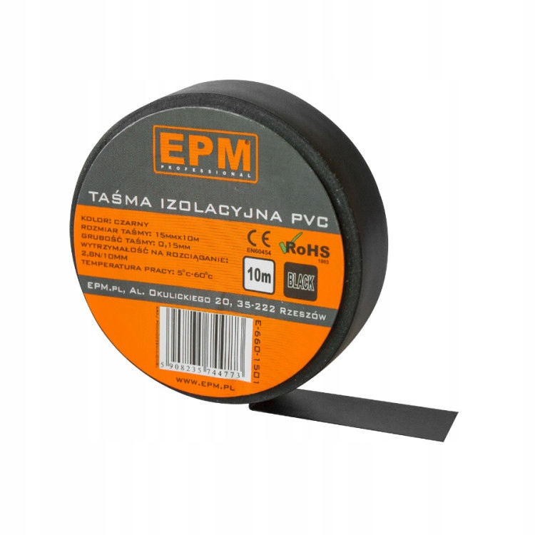 Taśma izolacyjna 15 mm*10 m czarna