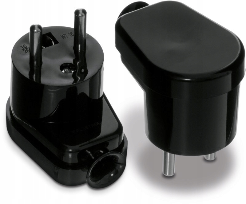 Wtyczka kątowa rozbieralna, 2P+Z, 16 A, 250 V czarna