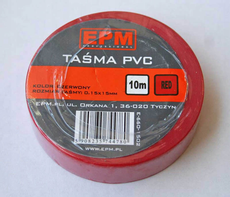Taśma izolacyjna 15 mm*10 m czerwona